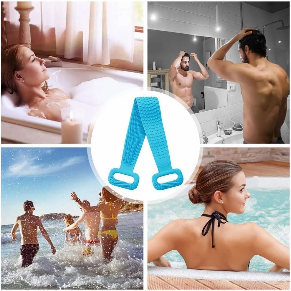 Silicone Bath Scrubber Belt,Bath Body Brush, Exfoliating Long Silicone Body Back Scrubber