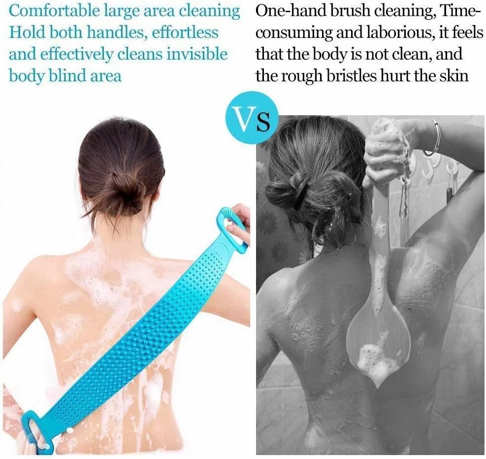 Silicone Bath Scrubber Belt,Bath Body Brush, Exfoliating Long Silicone Body Back Scrubber