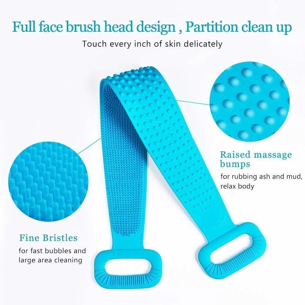 Silicone Bath Scrubber Belt,Bath Body Brush, Exfoliating Long Silicone Body Back Scrubber