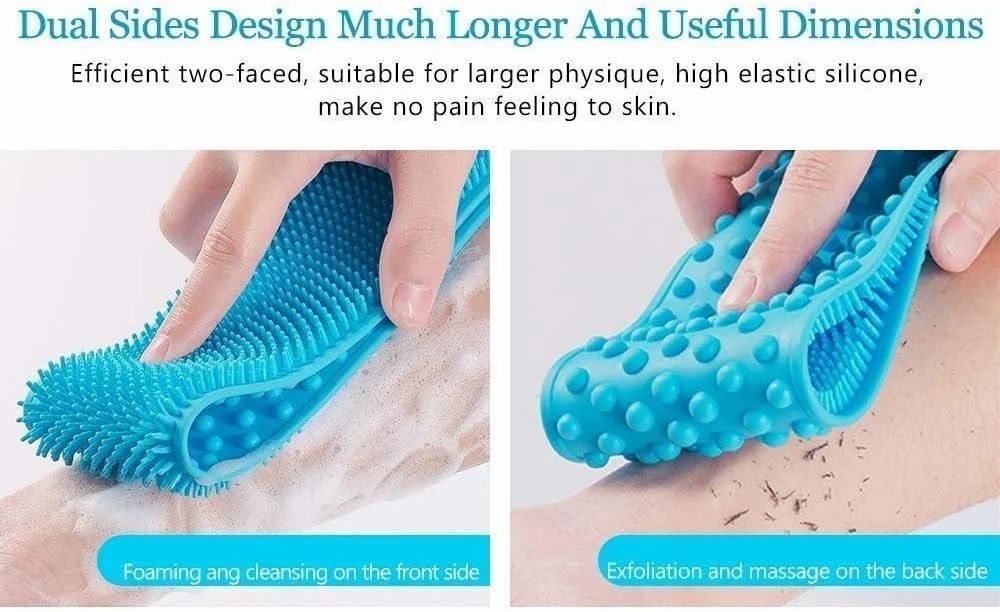 Silicone Bath Scrubber Belt,Bath Body Brush, Exfoliating Long Silicone Body Back Scrubber
