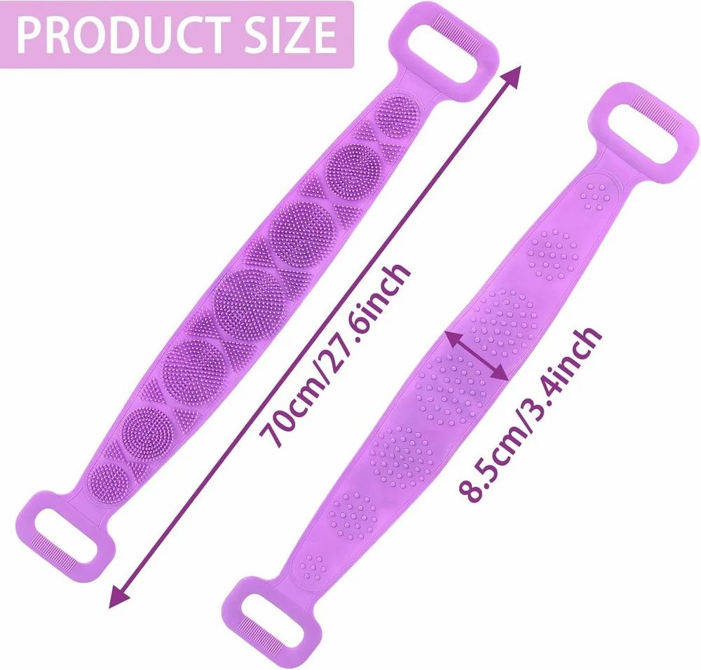 Silicone Bath Scrubber Belt,Bath Body Brush, Exfoliating Long Silicone Body Back Scrubber